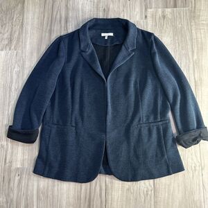 Skies Are Blue Black And Blue Open Blazer Size 1X